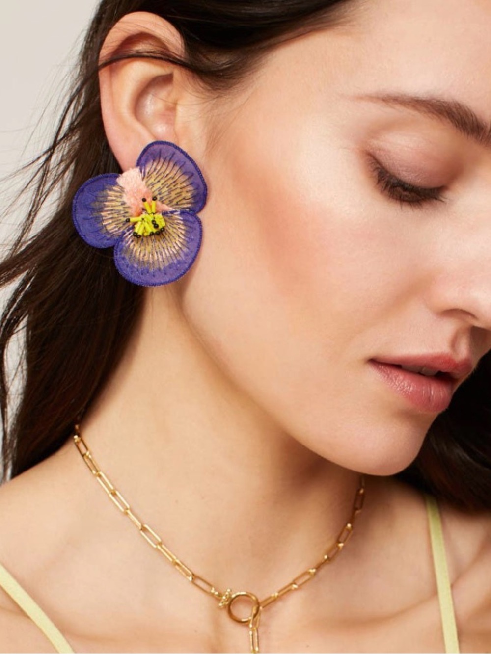 Mignonne Gavigan Pansy Studs Floral Statement Earrings